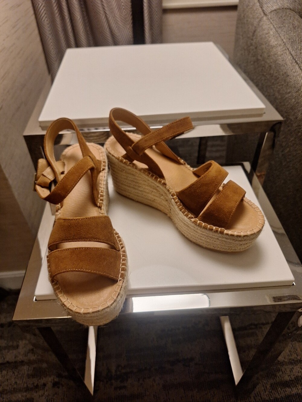 Soludos Women’s Tan Suede Espadrille Wedge Sandals Size 9.5 - Picture 4 of 9
